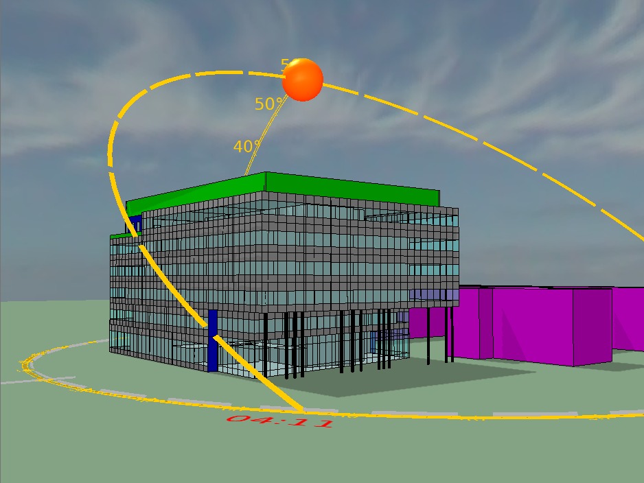 IES sun-path simulation of the life sciences building