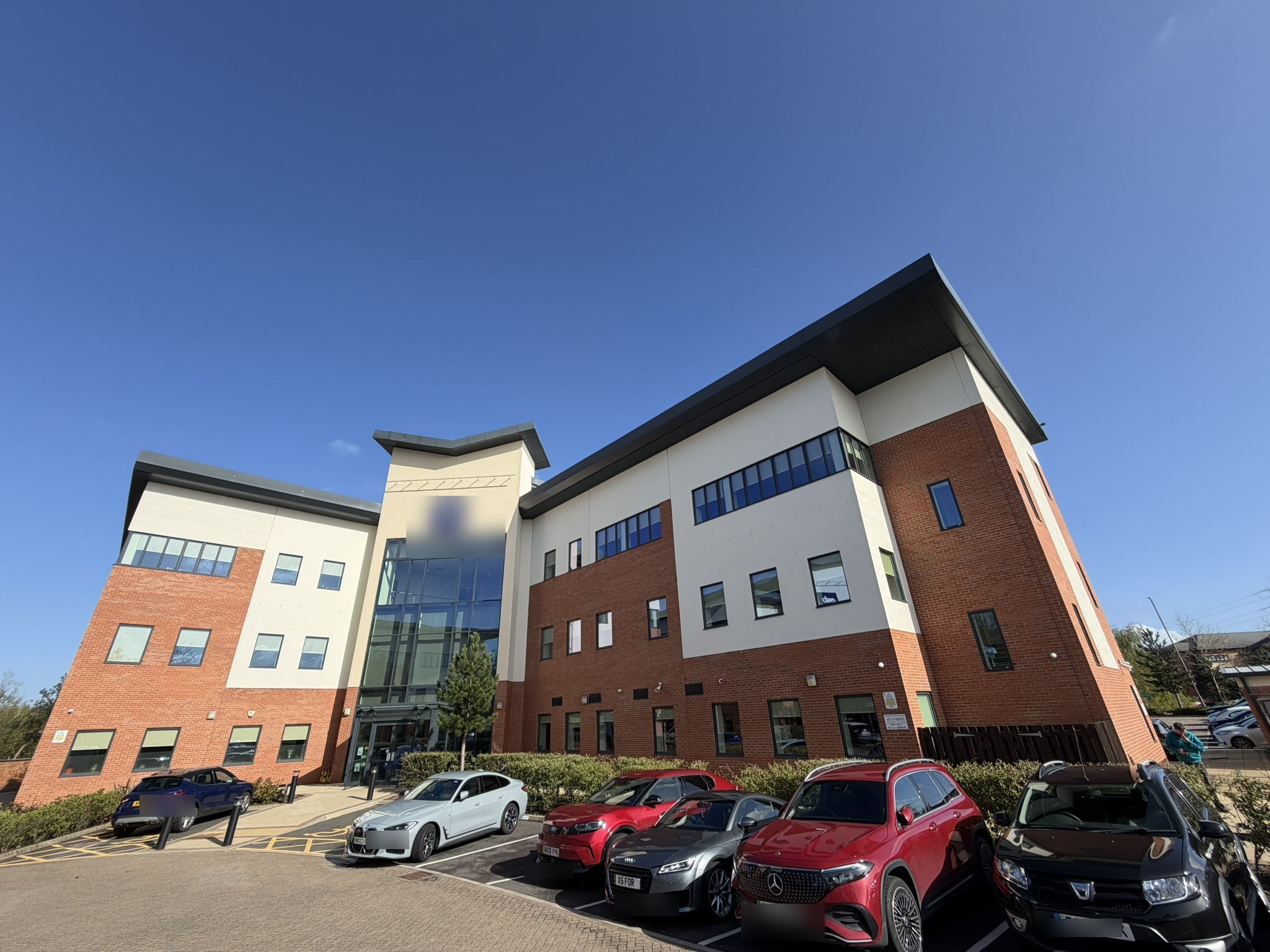 Exterior photograph of an office headquarters building