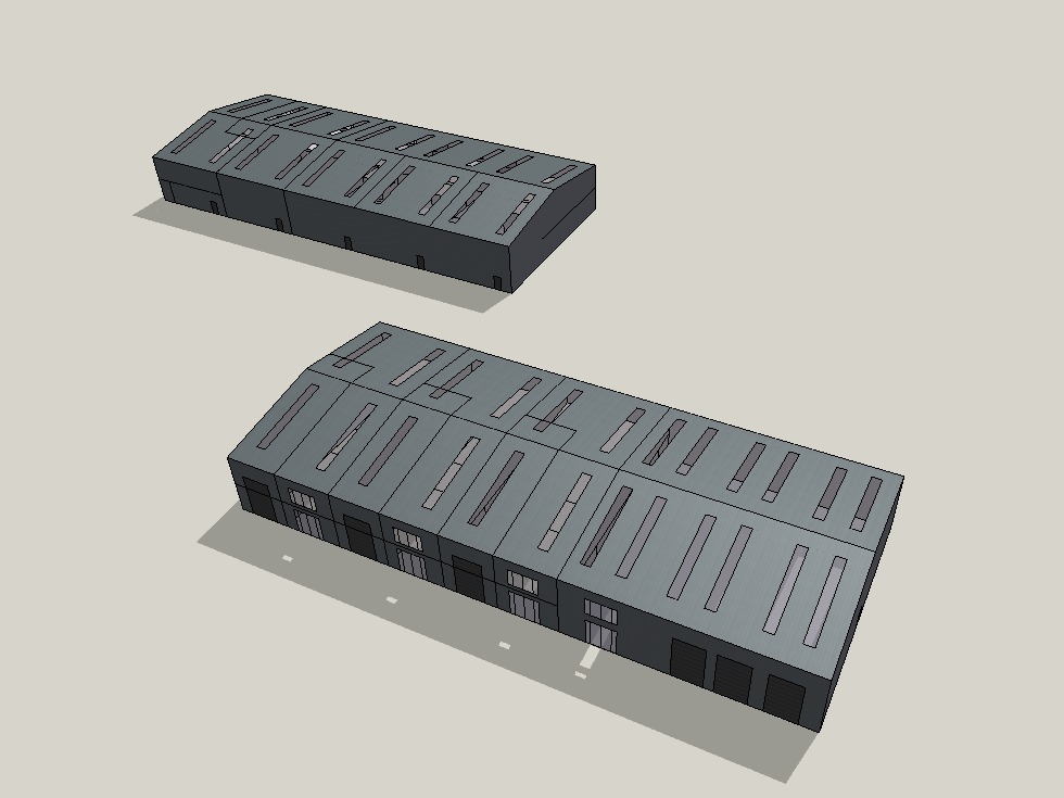 Massing models of two light industrial units
